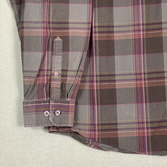 Cinch Shirt Mens Large Brown Plaid Long Sleeve Regular Fit Button Down - Picture 8 of 11